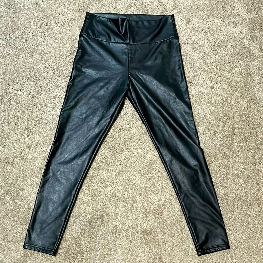Booty Gal Black Leather Leggings - Size Large. Brand new!